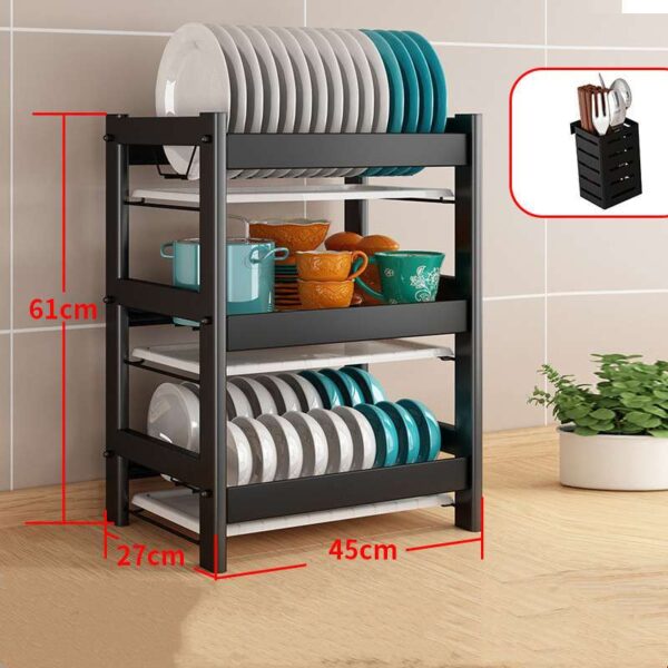 Dish Drying Rack with Drainage, Kitchen Dish Rack and Tableware Storage Box, Space-Saving Dish Drying Organizer