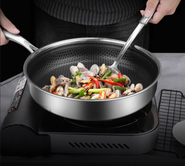 Durable Stainless Steel Non-Stick Frying Pan, High-Quality Skillet for Even Cooking, Essential Kitchen Pan