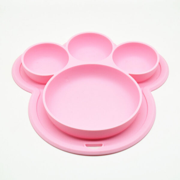 Fun Bear's Paw Silicone Children's Plate with Chassis and Hanging Hole, Safe and Practical Feeding Tableware for Kids