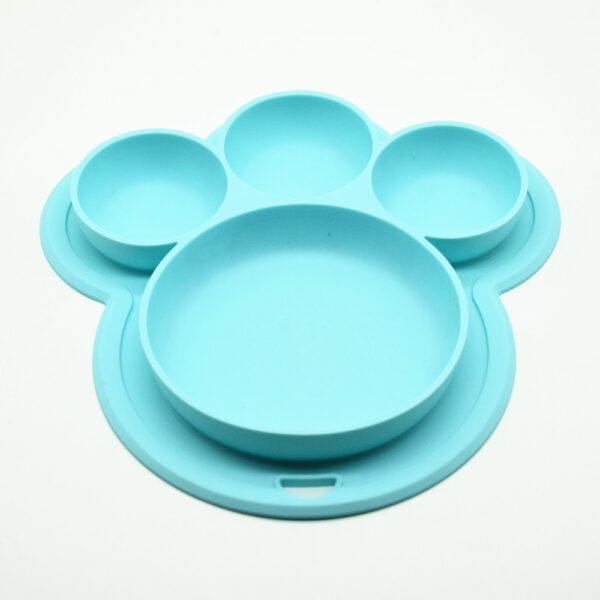 Fun Bear's Paw Silicone Children's Plate with Chassis and Hanging Hole, Safe and Practical Feeding Tableware for Kids