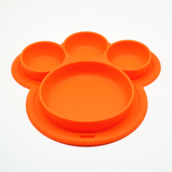 Fun Bear's Paw Silicone Children's Plate with Chassis and Hanging Hole, Safe and Practical Feeding Tableware for Kids