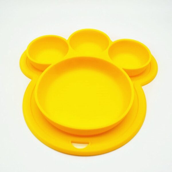 Fun Bear's Paw Silicone Children's Plate with Chassis and Hanging Hole, Safe and Practical Feeding Tableware for Kids