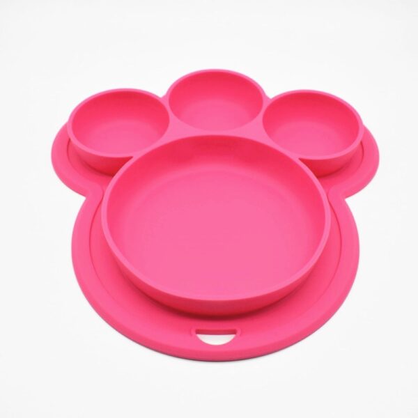 Fun Bear's Paw Silicone Children's Plate with Chassis and Hanging Hole, Safe and Practical Feeding Tableware for Kids