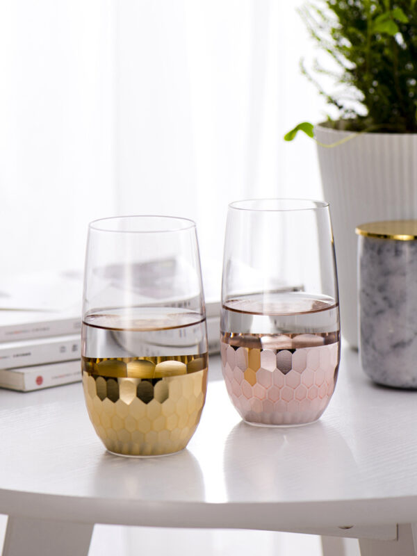 Nordic Drinkware, Gold-Plated Glass Cups, Light Luxury Milk Cup Water Mug Wedding Souvenir