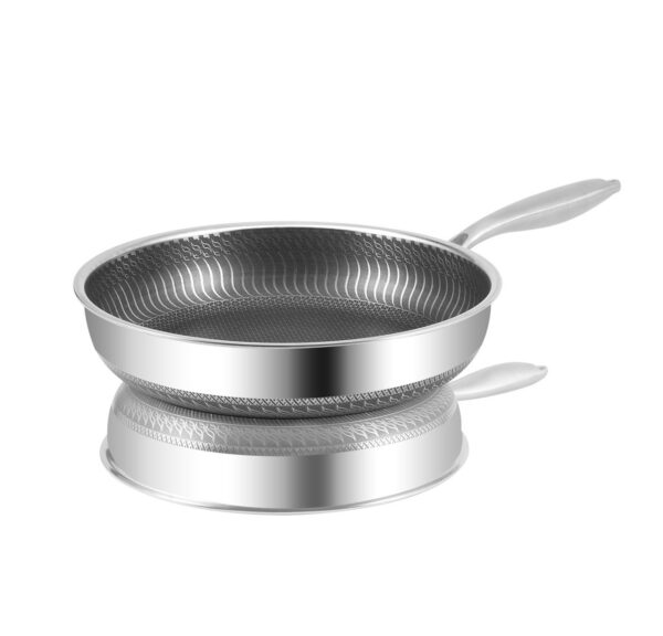 High-Quality Stainless Steel Uncoated Frying Pan, Durable Cooking Pan for Even Heat Distribution, Ideal for Professional Results