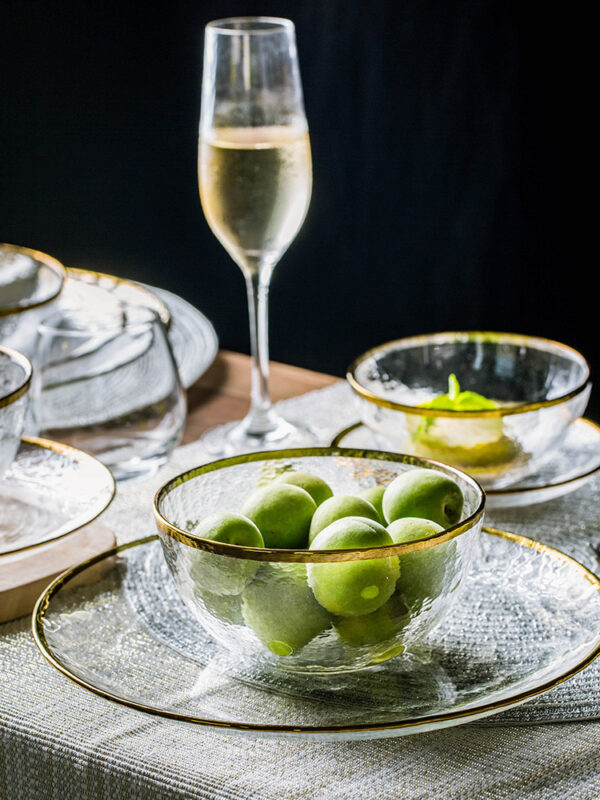 Stylish Glass Tableware Set Inspired by Phnom Penh Design, Elegant and Modern Glass Plates and Bowls for Dining