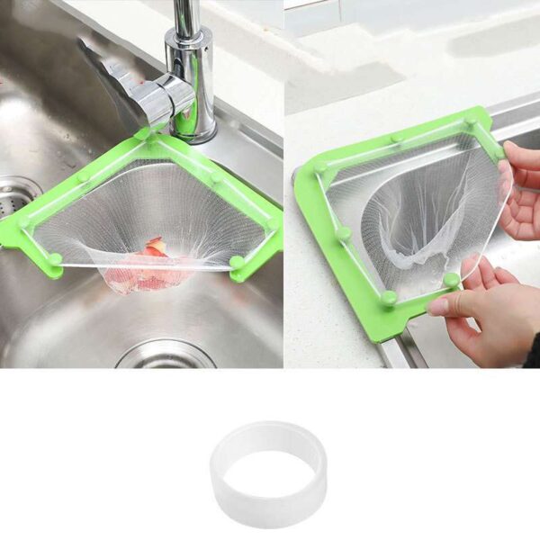 Triangle Hanging Net Storage Drain Rack for Kitchen Sink, Efficient Leftovers and Water Filter