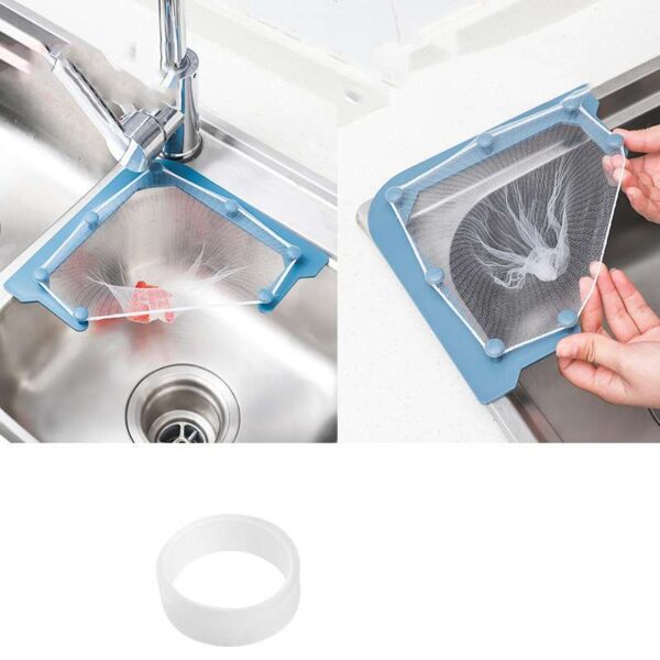 Triangle Hanging Net Storage Drain Rack for Kitchen Sink, Efficient Leftovers and Water Filter