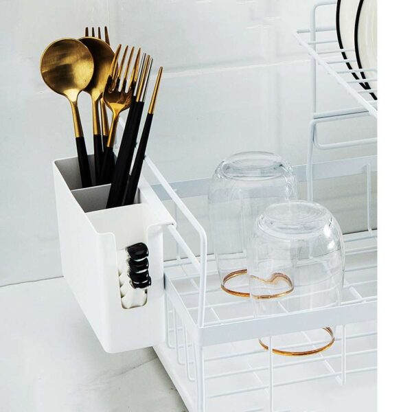 Double Tier Metal Wire Sink Draining Rack, Wholesale Kitchen Dish Storage Rack, Durable and Space-Saving Organizer