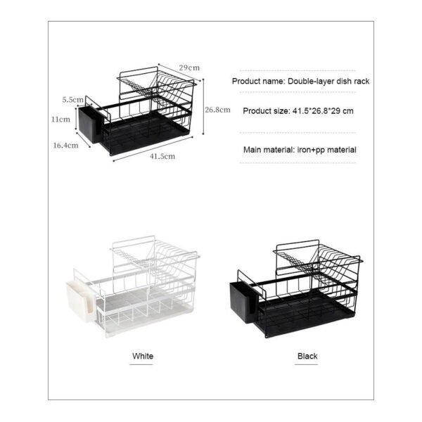 Double Tier Metal Wire Sink Draining Rack, Wholesale Kitchen Dish Storage Rack, Durable and Space-Saving Organizer