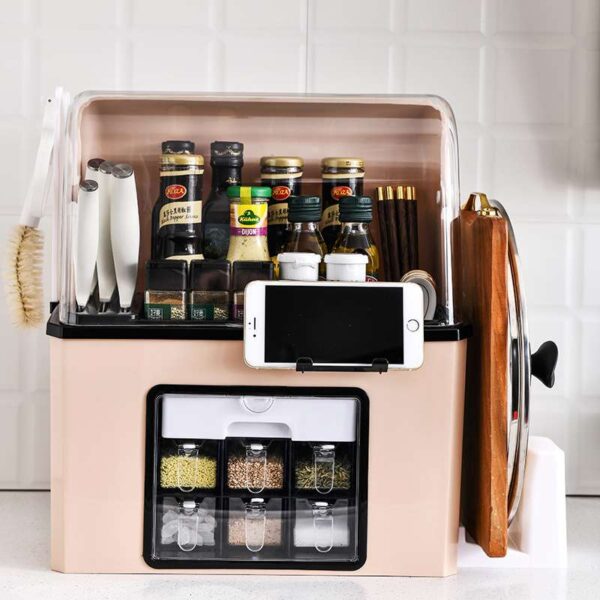 Multifunctional Kitchen Plastic Shelf, Knife Rack, and Storage Organizer for Seasonings