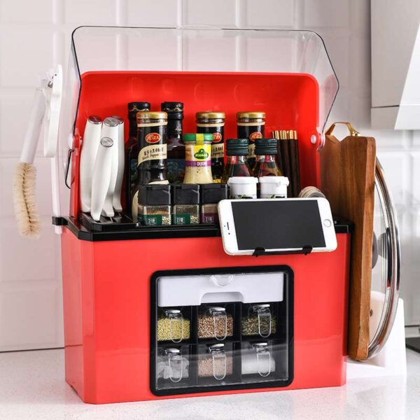 Multifunctional Kitchen Plastic Shelf, Knife Rack, and Storage Organizer for Seasonings