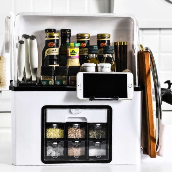 Multifunctional Kitchen Plastic Shelf, Knife Rack, and Storage Organizer for Seasonings