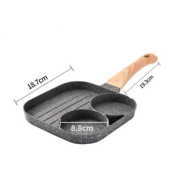 Two Hole Three In One Omelette Pan with Bacon Steak Pan, Versatile Cookware for Breakfast, Non-Stick and Easy to Clean