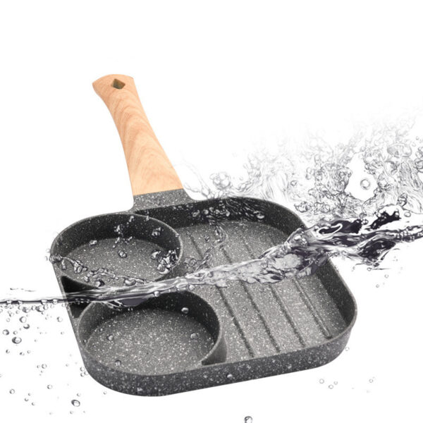 Two Hole Three In One Omelette Pan with Bacon Steak Pan, Versatile Cookware for Breakfast, Non-Stick and Easy to Clean