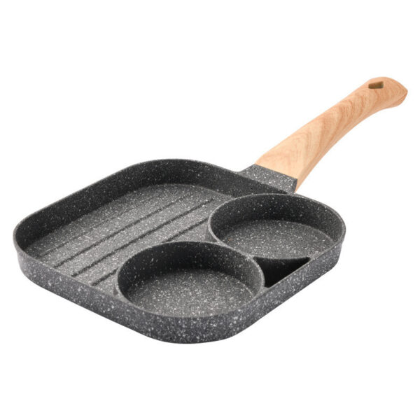 Two Hole Three In One Omelette Pan with Bacon Steak Pan, Versatile Cookware for Breakfast, Non-Stick and Easy to Clean