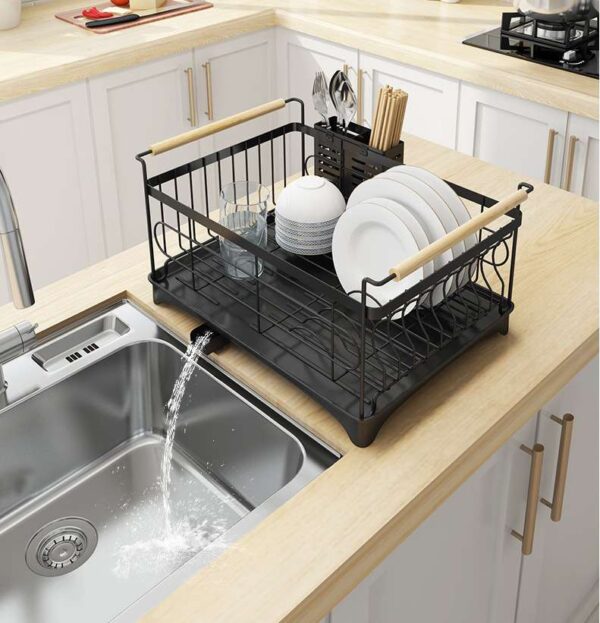 Stainless Steel Sink Dish Drying Rack, Durable Cup Drainer and Kitchen Storage Shelf