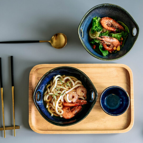 Vintage Ceramic Tableware Set for Noodles, Soups, Desserts, and Salads, Retro-Style Binaural Bowls for a Charming Dining Experience