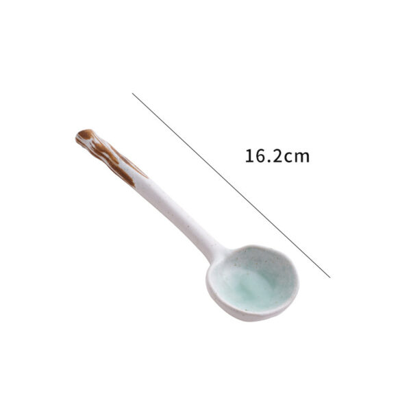 Japanese Ceramic Spoon with Creative Long Handle, Small Soup and Rice Spoon, Cute Korean Household Utensil