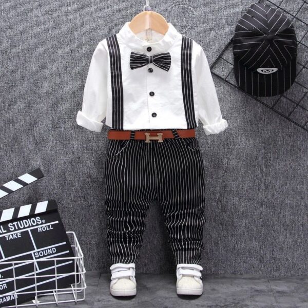 Stylish Boys' Bib Set, Comfortable Two-Piece Outfit for Kids, Trendy Bib and Top Set for Boys