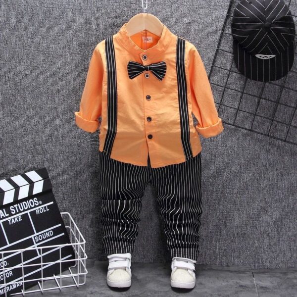 Stylish Boys' Bib Set, Comfortable Two-Piece Outfit for Kids, Trendy Bib and Top Set for Boys