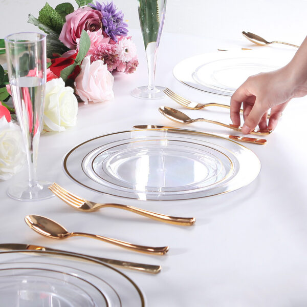 Disposable Plastic Tableware Set with 90 Forks, 90 Knives, and 90 Spoons, Convenient for Large Events and Gatherings