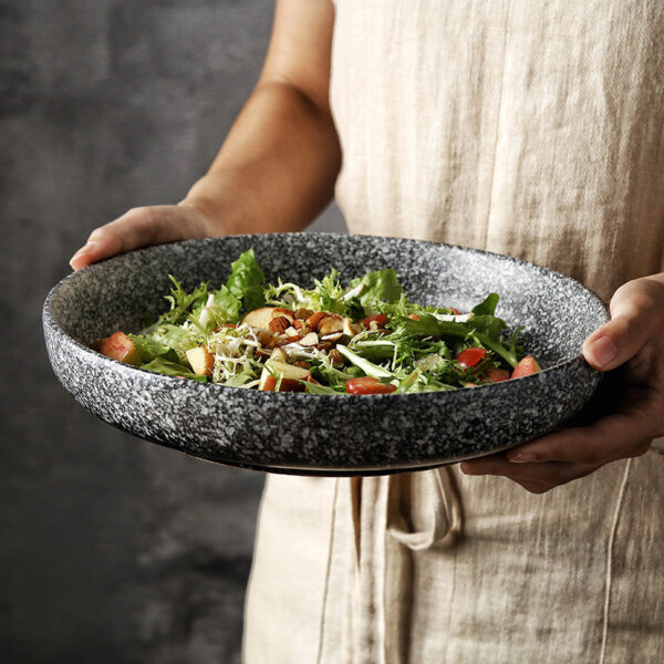 Japanese-Style Simple Tableware, Ceramic Dishes, Creative Salad Dishes, Deep Discs, Minimalist Japanese Ceramic Dinnerware