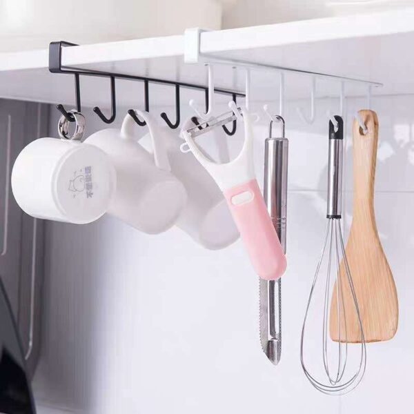 Nail-Free Iron Art Hooks for Kitchen, Cabinet and Wardrobe Storage Racks, Door Rear Finishing Racks