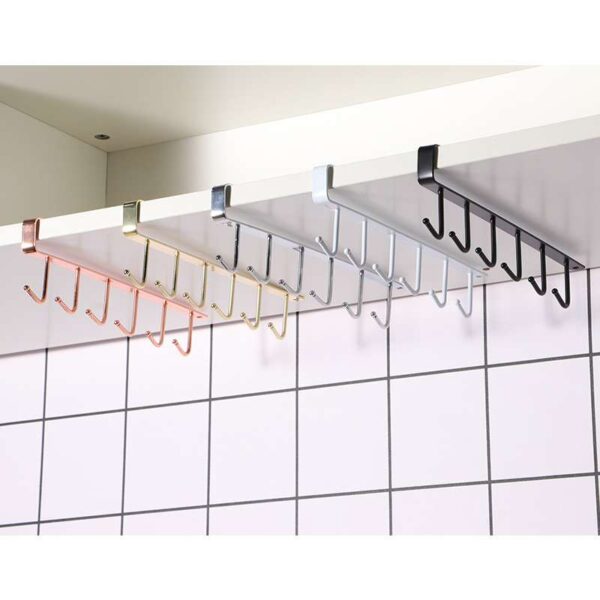 Nail-Free Iron Art Hooks for Kitchen, Cabinet and Wardrobe Storage Racks, Door Rear Finishing Racks