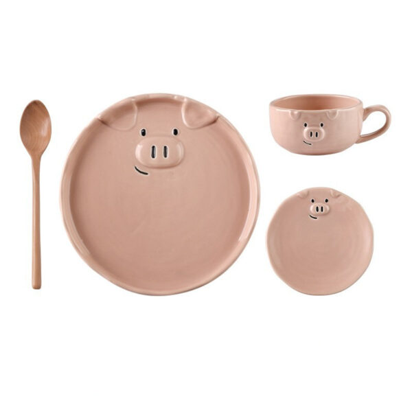 Cute Dishes Set Ceramic Japanese Cartoon Tableware, Fun and Playful Ceramic Tableware Set for Kids