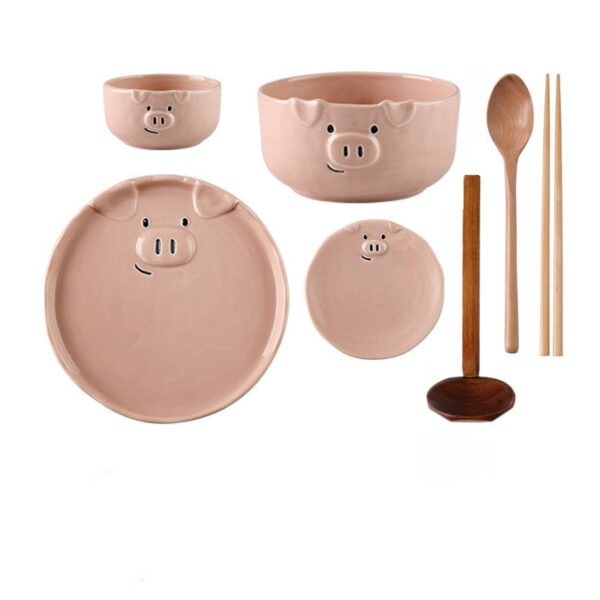 Cute Dishes Set Ceramic Japanese Cartoon Tableware, Fun and Playful Ceramic Tableware Set for Kids