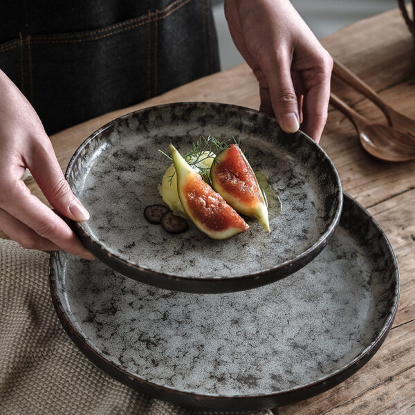 Japanese-style Deep Dish Home Creative Dishes Tableware, Deep Japanese Creative Ceramic Plates for Home, Artistic Japanese-Style Deep Dish Dinnerware