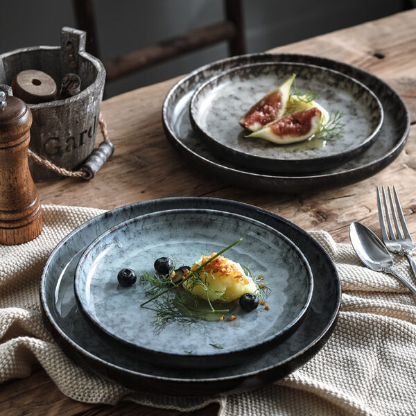 Japanese-style Deep Dish Home Creative Dishes Tableware, Deep Japanese Creative Ceramic Plates for Home, Artistic Japanese-Style Deep Dish Dinnerware