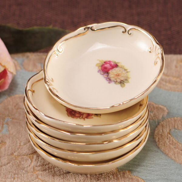 Water-painted Gold-rimmed Tableware Set Plates And Bowls In Bulk, Gold-Rimmed Ceramic Dinnerware, Elegant Water-Painted Plates and Bowls for Large Gatherings