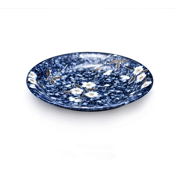 Elegant Ceramic Blue Sakura Tableware Set, Mino-yaki Japanese Style Rice Bowl and Dish, Stylish and Functional Dining