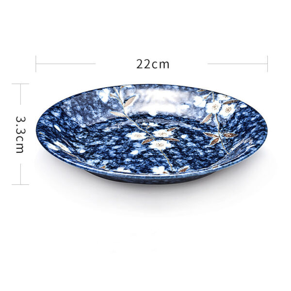 Elegant Ceramic Blue Sakura Tableware Set, Mino-yaki Japanese Style Rice Bowl and Dish, Stylish and Functional Dining