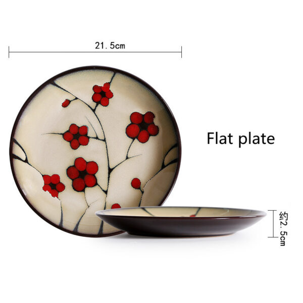 Beautiful Japanese Style Flower Ceramic Tableware, Household Dishes for Elegant Dining, Floral Design for a Touch of Tradition