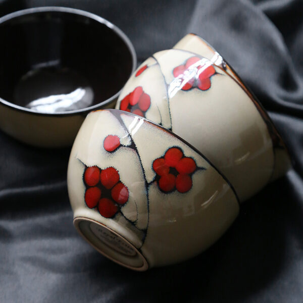 Beautiful Japanese Style Flower Ceramic Tableware, Household Dishes for Elegant Dining, Floral Design for a Touch of Tradition