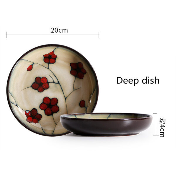 Beautiful Japanese Style Flower Ceramic Tableware, Household Dishes for Elegant Dining, Floral Design for a Touch of Tradition