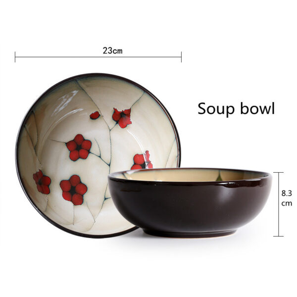 Beautiful Japanese Style Flower Ceramic Tableware, Household Dishes for Elegant Dining, Floral Design for a Touch of Tradition