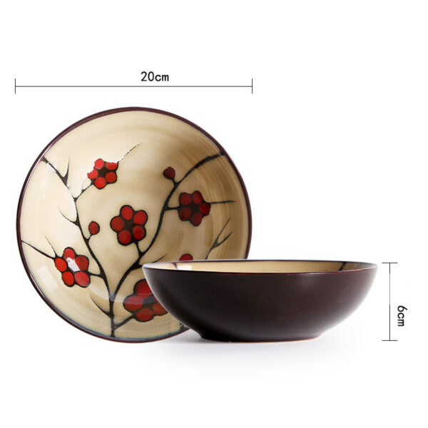 Beautiful Japanese Style Flower Ceramic Tableware, Household Dishes for Elegant Dining, Floral Design for a Touch of Tradition