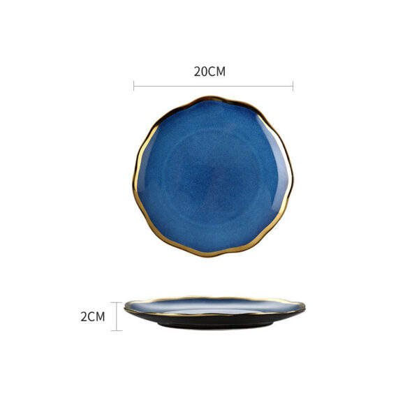 Ceramic Tableware Single Piece, Phnom Penh Dark Blue Gradient Plate Bowl, Elegant and Stylish Dining Bowl