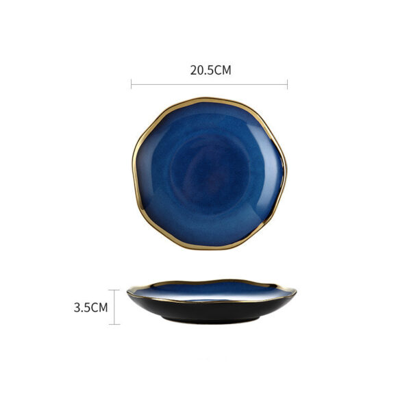 Ceramic Tableware Single Piece, Phnom Penh Dark Blue Gradient Plate Bowl, Elegant and Stylish Dining Bowl