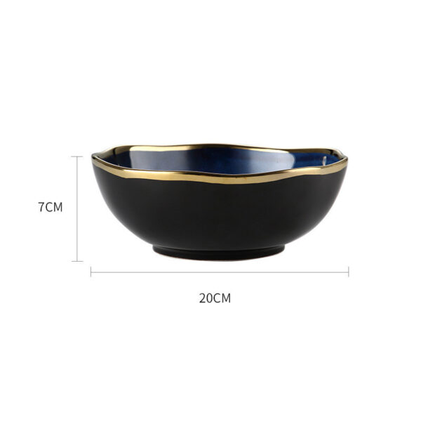 Ceramic Tableware Single Piece, Phnom Penh Dark Blue Gradient Plate Bowl, Elegant and Stylish Dining Bowl