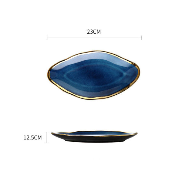 Ceramic Tableware Single Piece, Phnom Penh Dark Blue Gradient Plate Bowl, Elegant and Stylish Dining Bowl