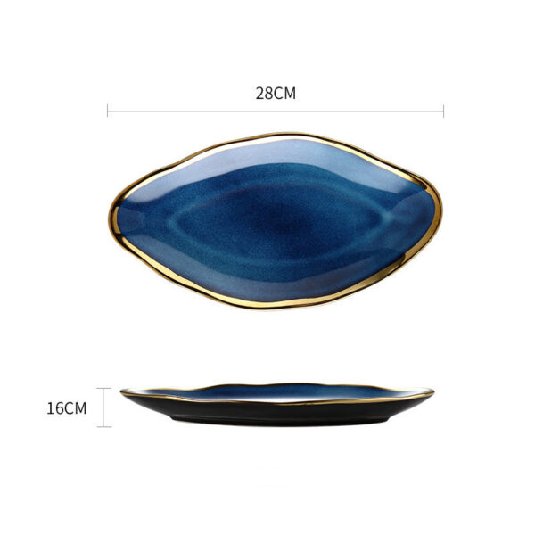 Ceramic Tableware Single Piece, Phnom Penh Dark Blue Gradient Plate Bowl, Elegant and Stylish Dining Bowl