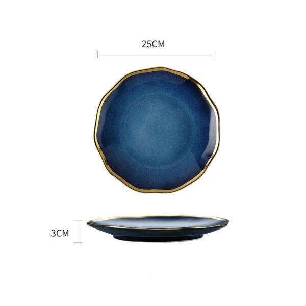 Ceramic Tableware Single Piece, Phnom Penh Dark Blue Gradient Plate Bowl, Elegant and Stylish Dining Bowl