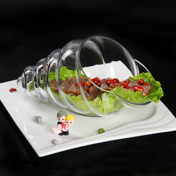 Creative Snail-Shaped Transparent Glass Artistic Conception Tableware Hotel Catering Gourmet Utensils Cold Dishes Tableware, Unique Snail-Shaped Glass Tableware