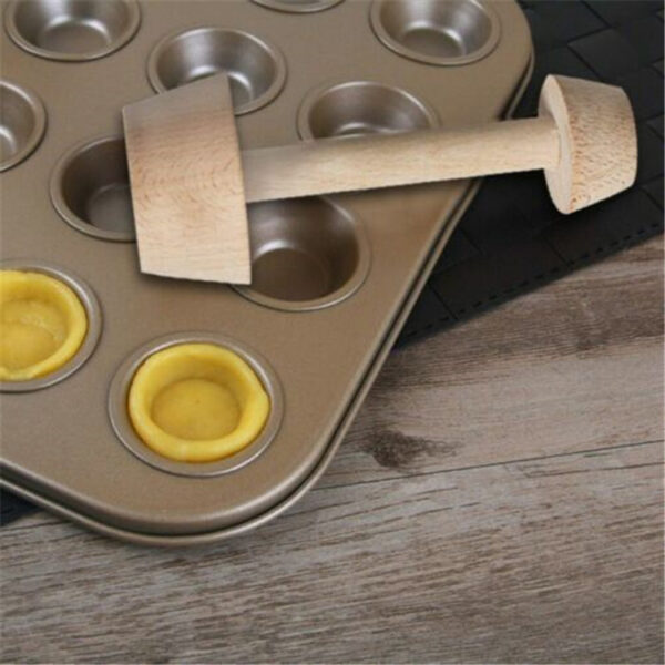 Double-Sided Wooden Tart Tamper for Pastries, Versatile Egg Tart Pusher for Baking, Durable Wooden Pastry Tools for Kitchen