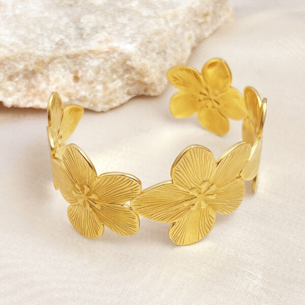 Gold Flower Openings Bracelet for Women, Elegant High-Sense Gold Flower Bracelet, Women’s Gold Flower Bracelet Ornament